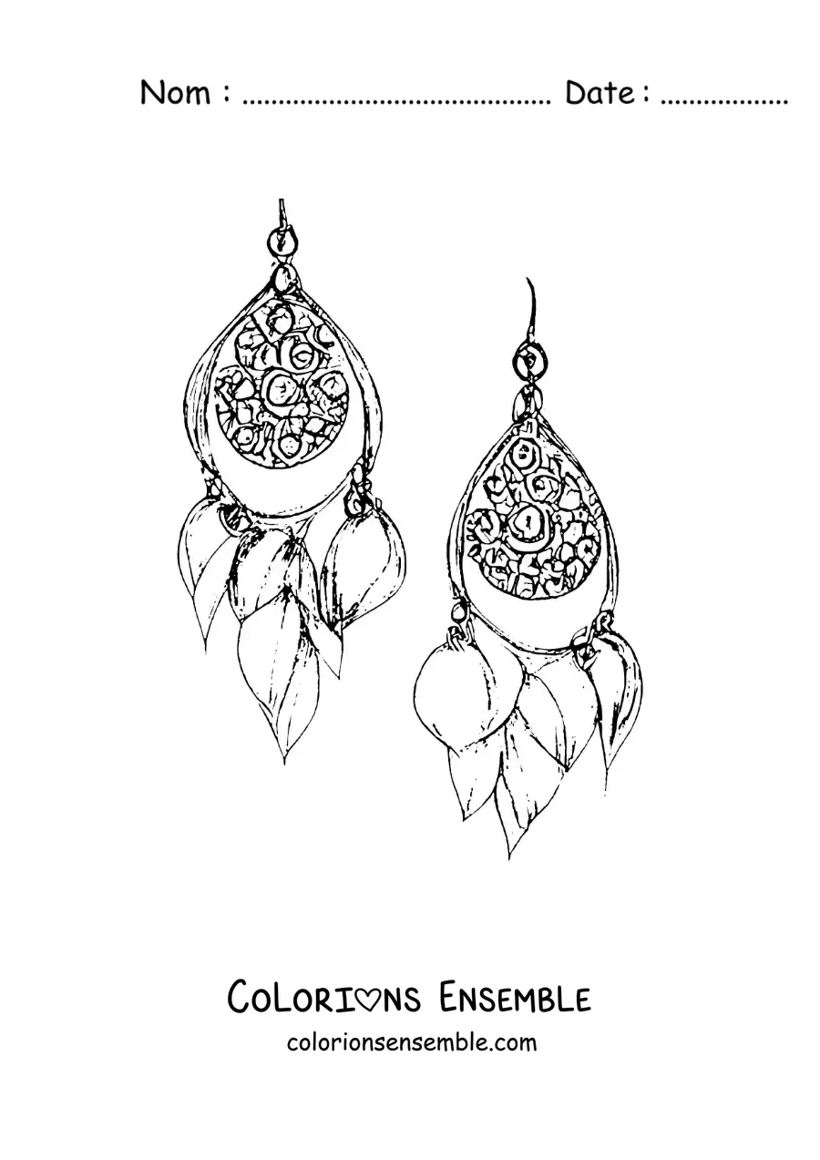 Image à colorier de boucles d'oreilles faites main