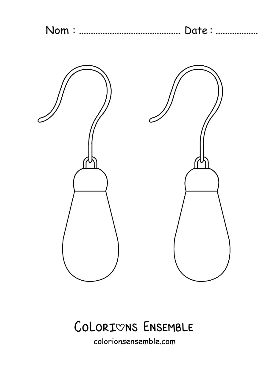 Image à colorier d'une paire de boucles d'oreilles
