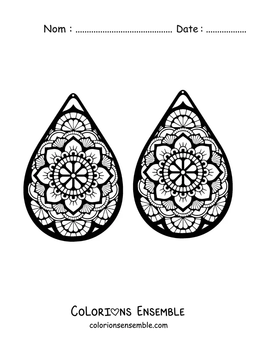 Image à colorier de deux boucles d'oreilles