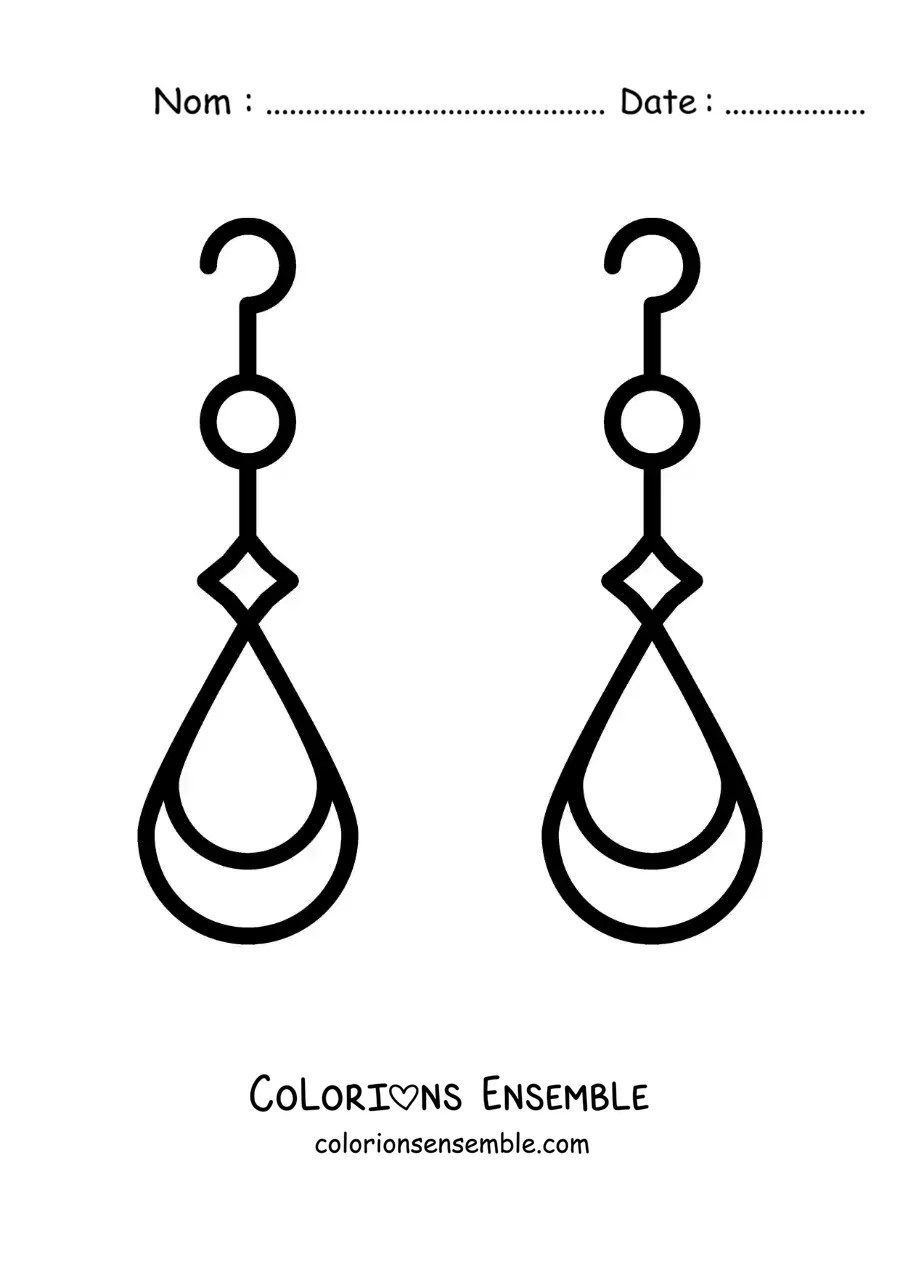 Image à colorier de boucles d'oreilles faciles