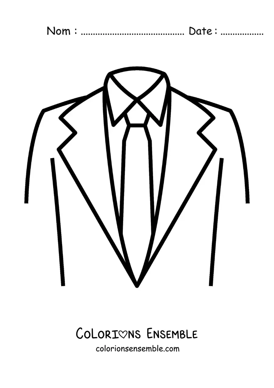 Image à colorier d'une cravate et d'une veste