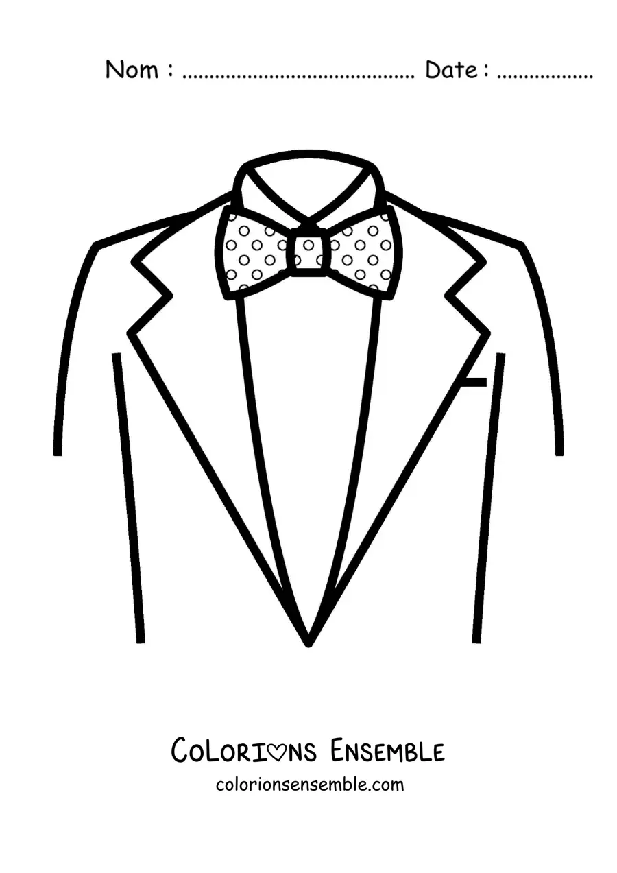 Image à colorier d'une veste et d'un noeud papillon