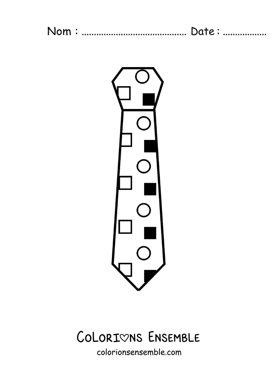 Image à colorier d'une cravate amusante avec un motif géométrique