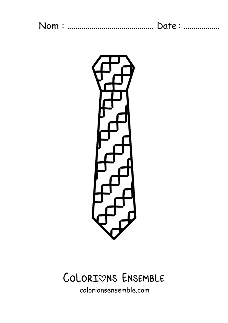 Image à colorier d'une cravate facile avec un motif à carreaux