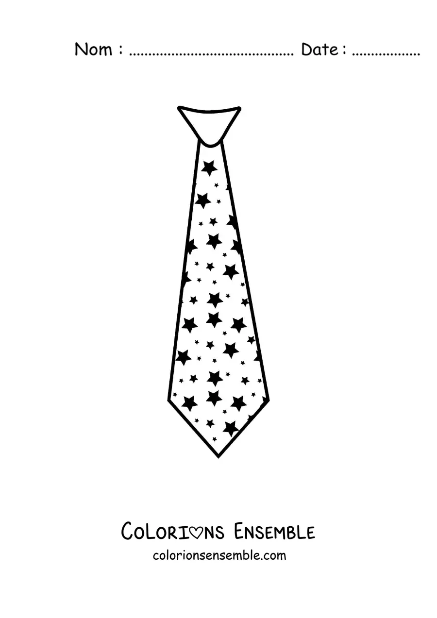 Image à colorier d'une cravate à motif d'étoiles