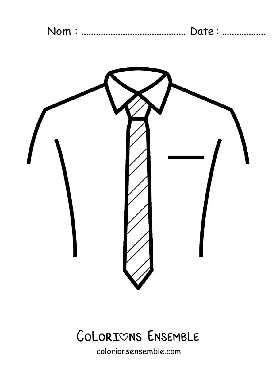 Image à colorier d'une chemise et d'une cravate à rayures