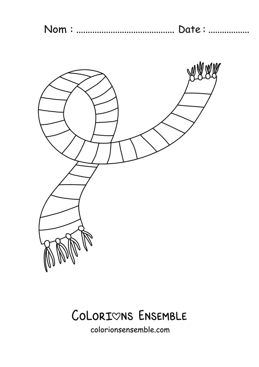 Image à colorier d'une écharpe à rayures pour enfant