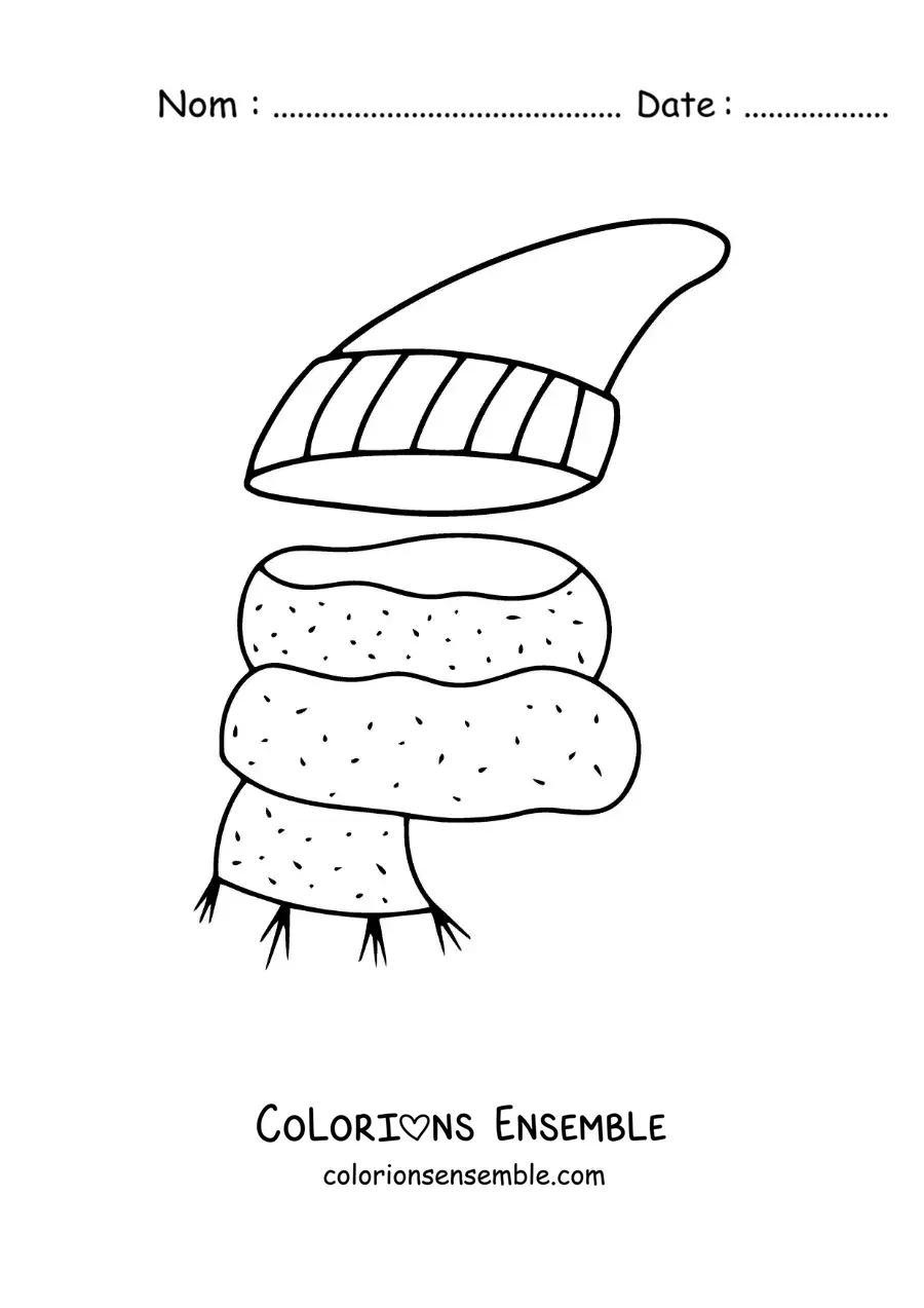 Image à colorier d'une écharpe et d'un bonnet