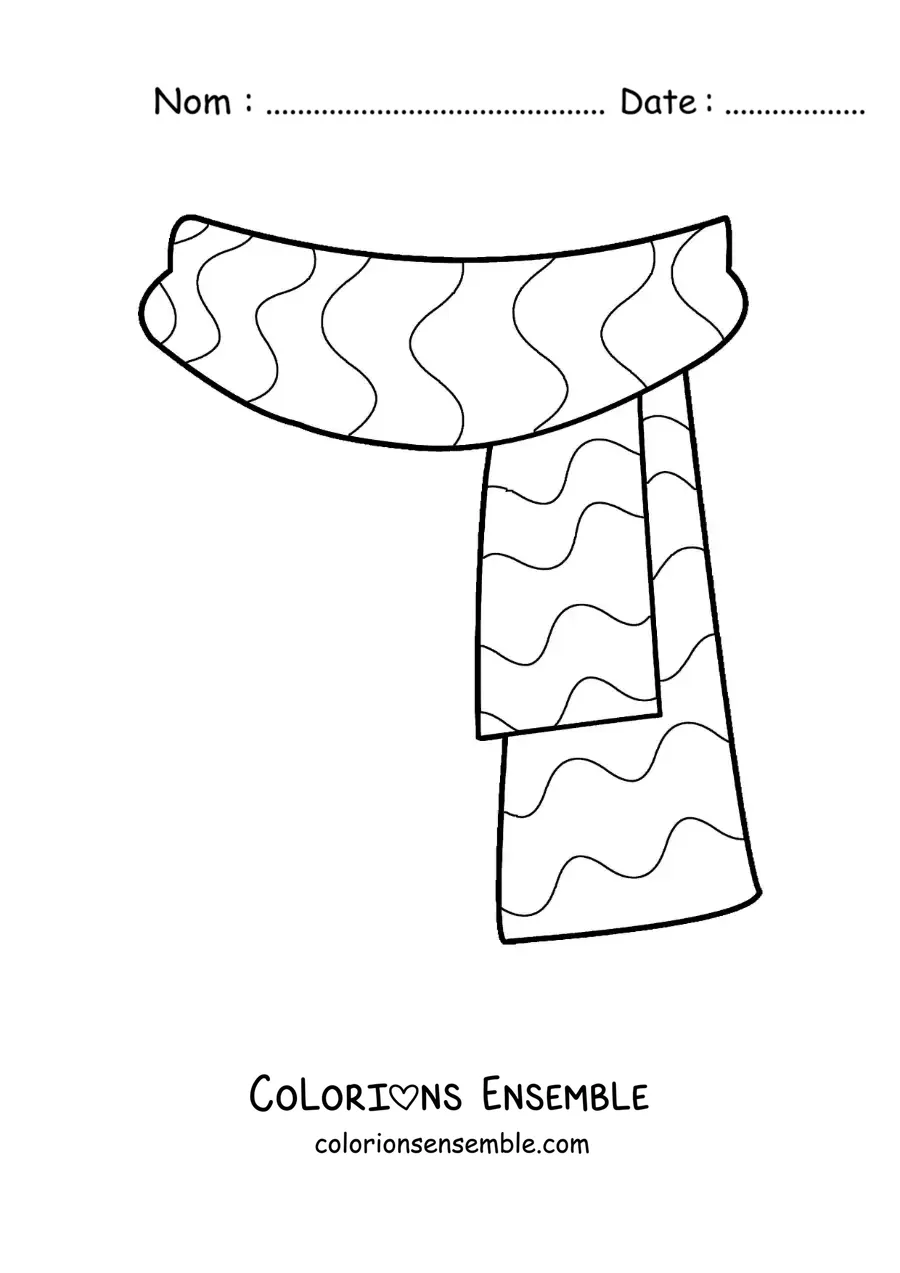 Image à colorier d'une écharpe à rayures facile