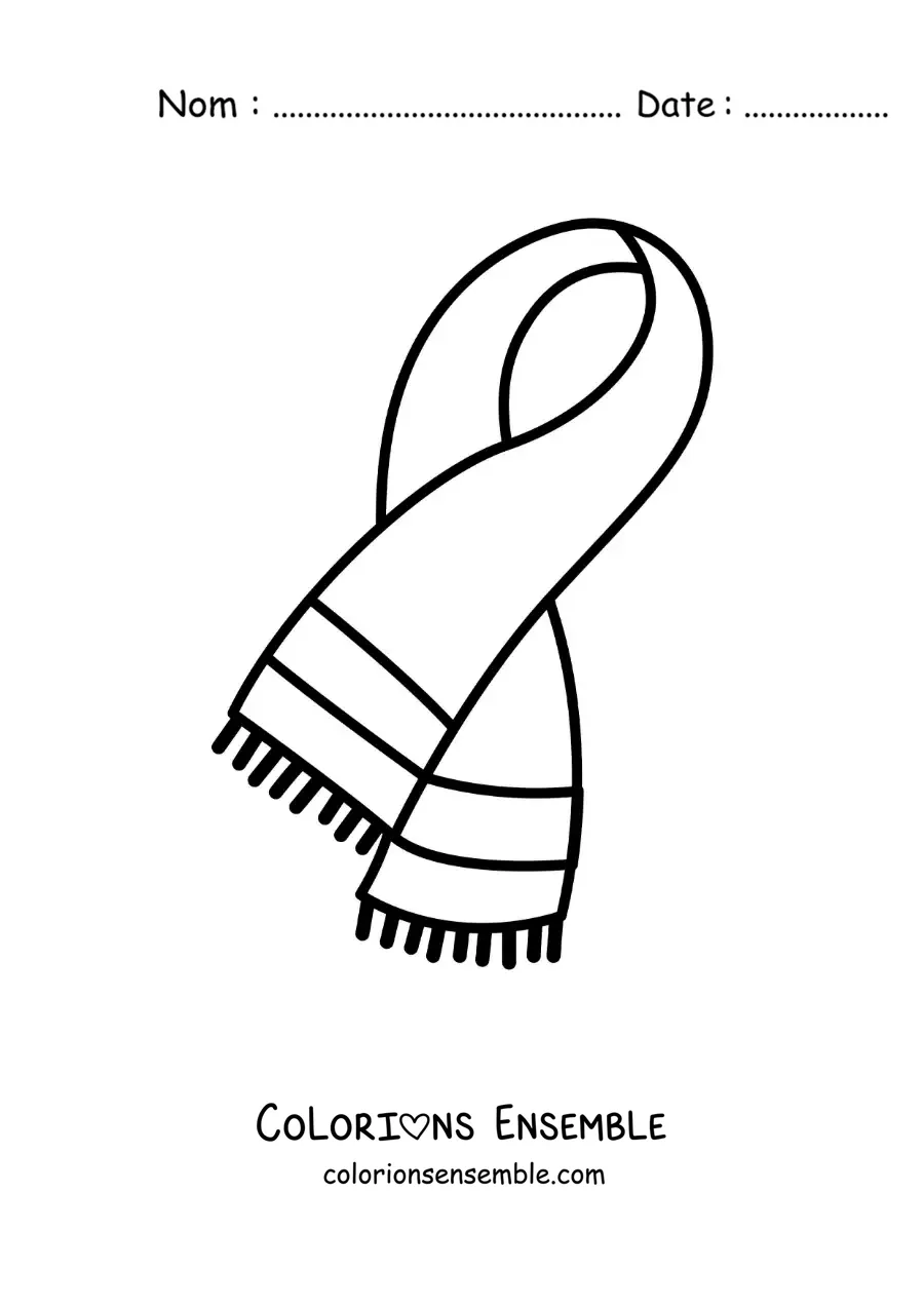 Image à colorier d'une écharpe tricotée