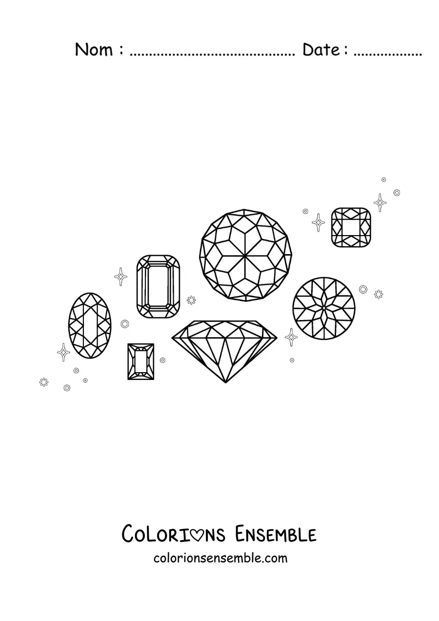 Image à colorier de gemmes de cristal