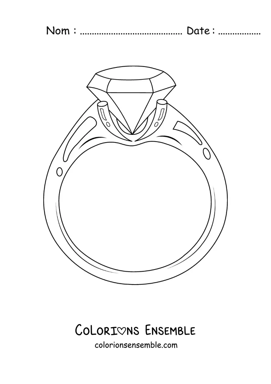 Image à colorier d'une bague avec un diamant