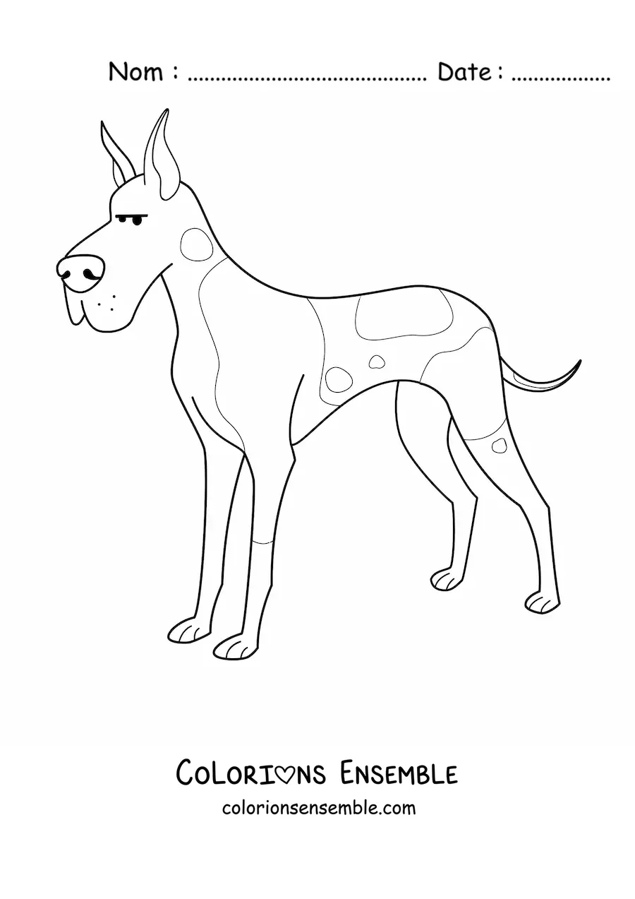 Image à colorier d’un dogue allemand