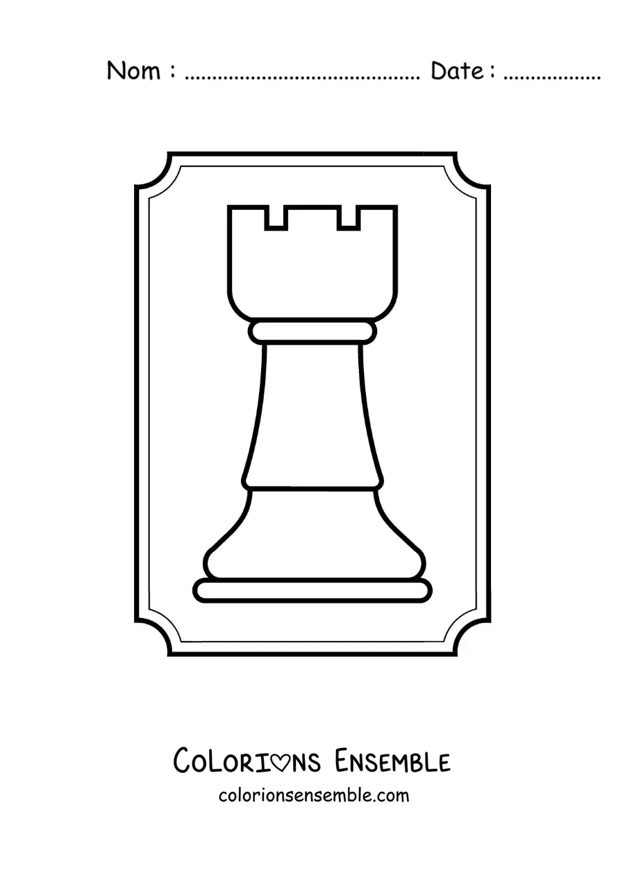 Image à colorier d'une pièce de tour aux échecs