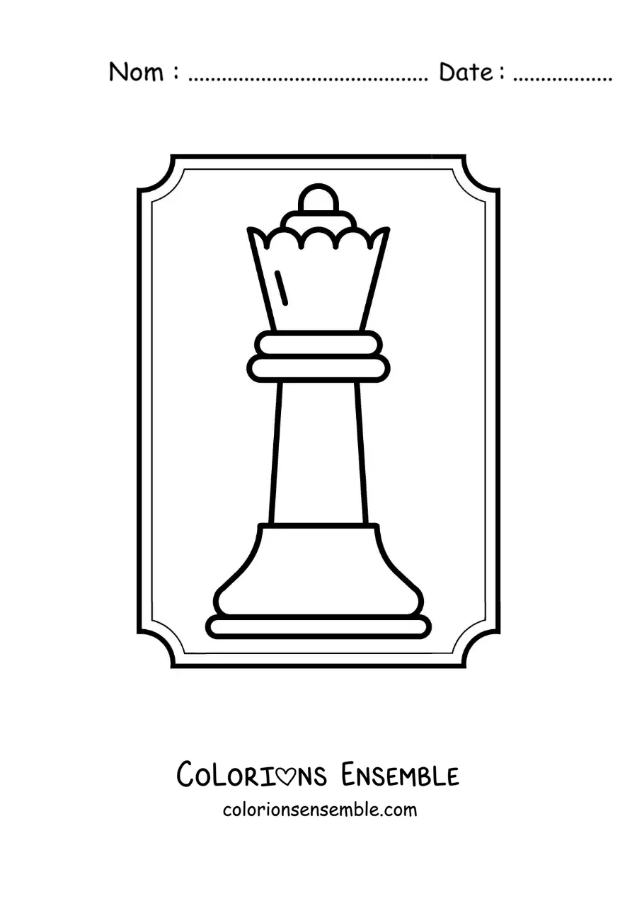 Image à colorier d'une pièce de dame aux échecs