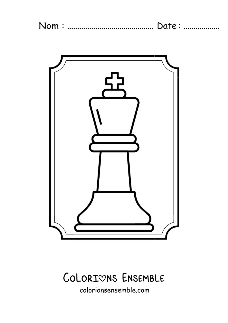 Image à colorier d'une pièce de roi aux échecs