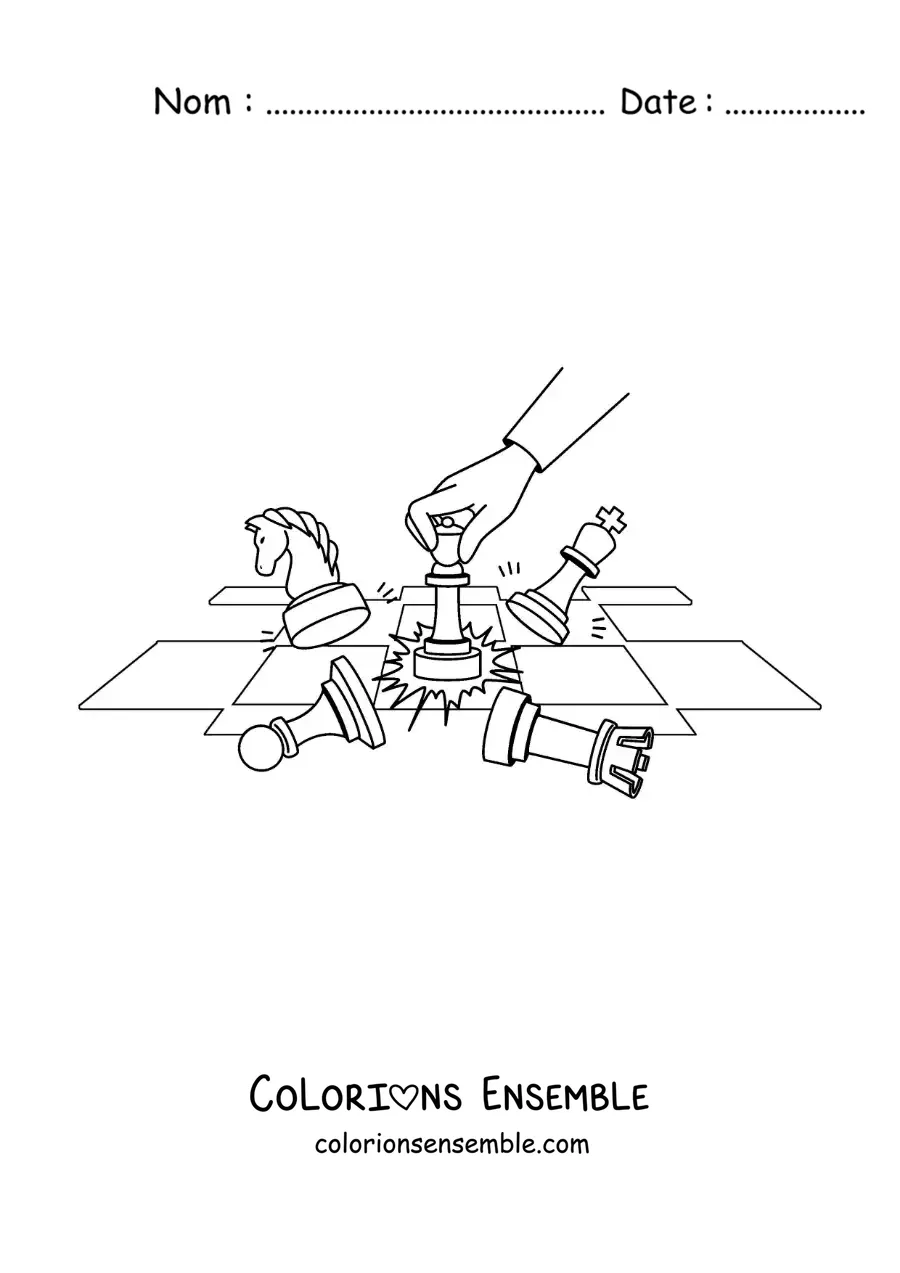 Image à colorier d'un coup d'échecs