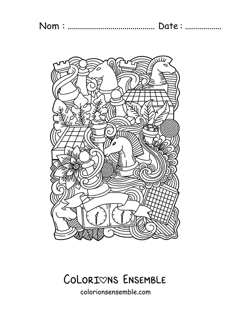 Image à colorier sur le thème des échecs