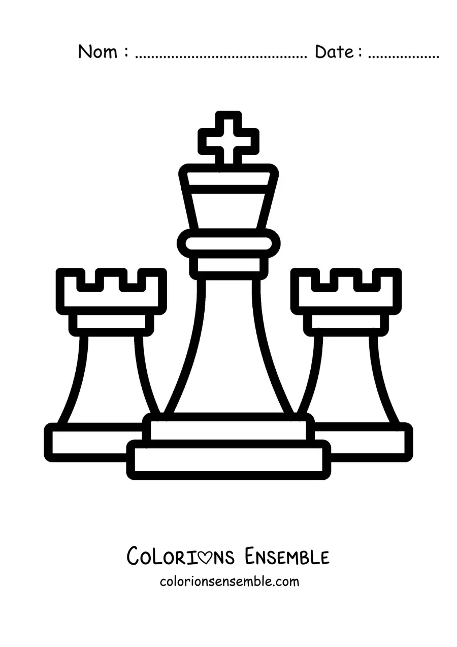 Image à colorier de 3 pièces d'échecs