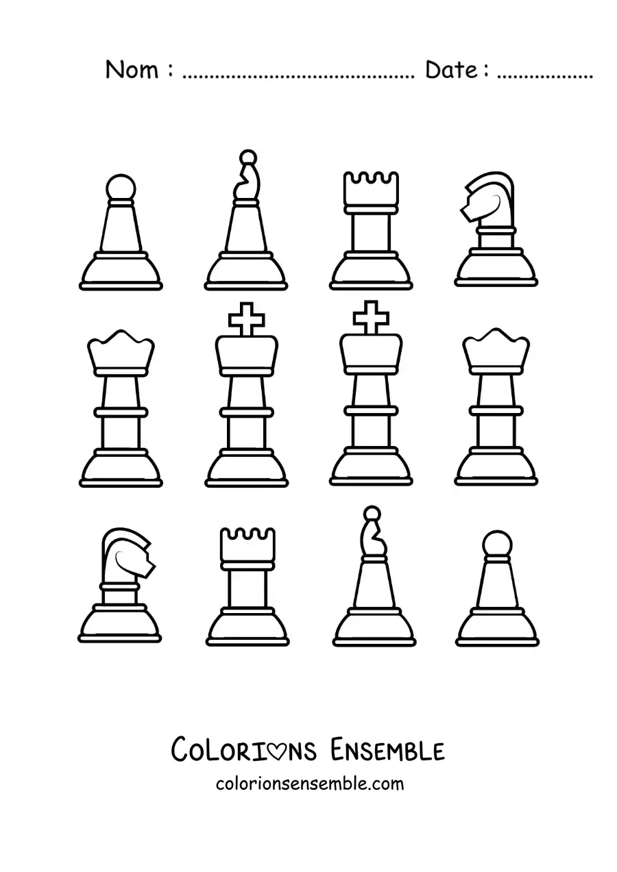 Image à colorier de pièces d'échecs