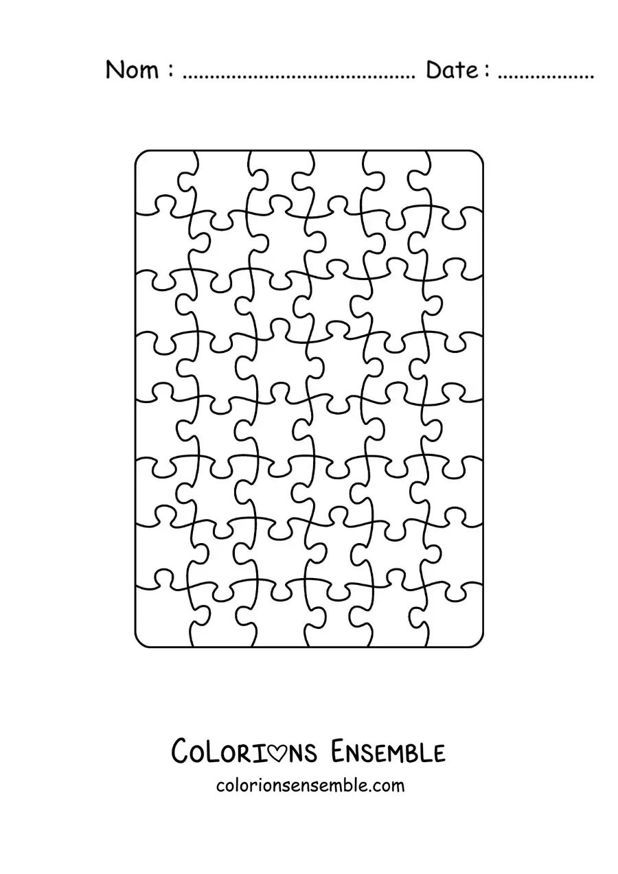 Image à colorier d'un grand puzzle à découper