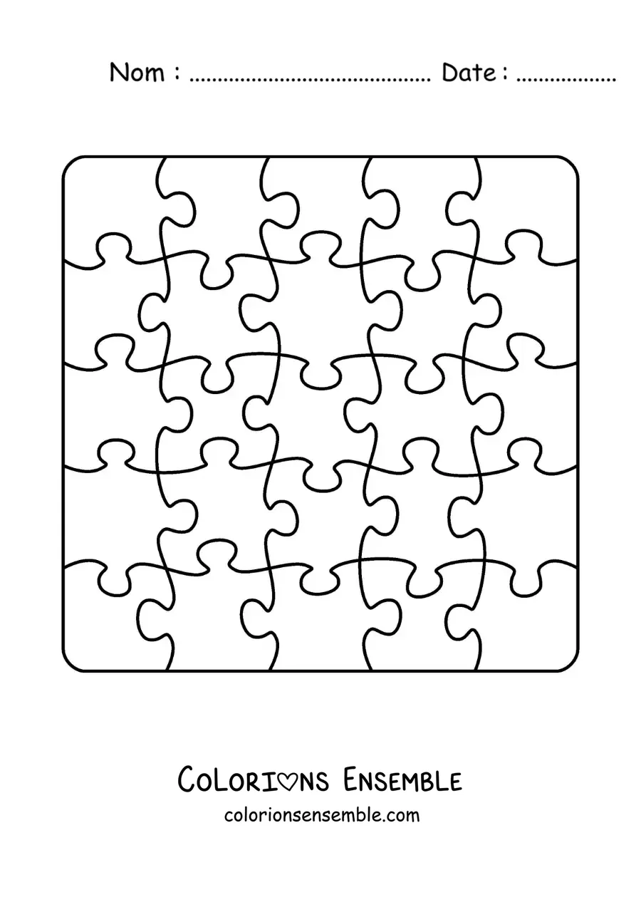 Image à colorier de pièces de puzzle à découper