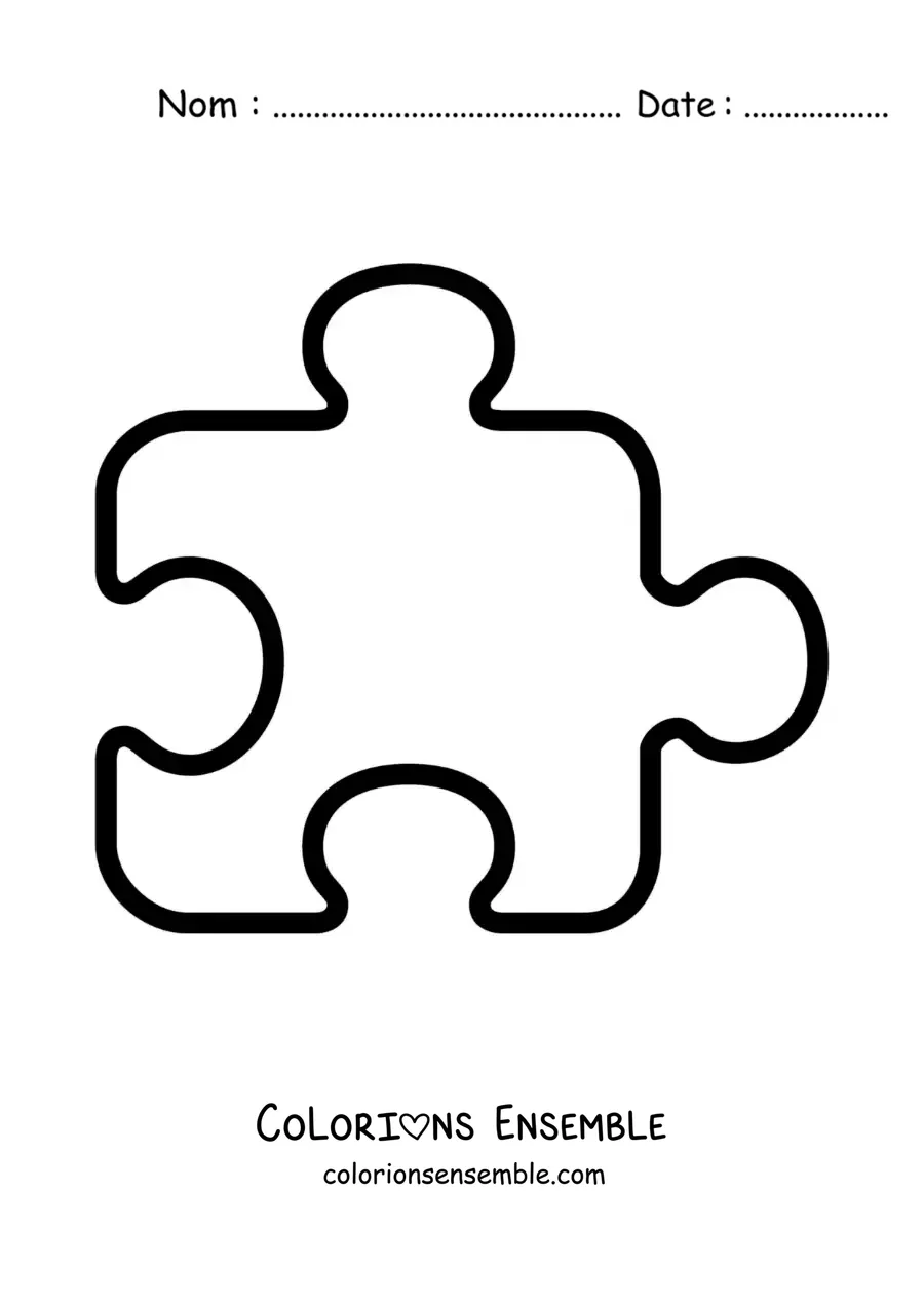 Image à colorier d'une pièce de puzzle