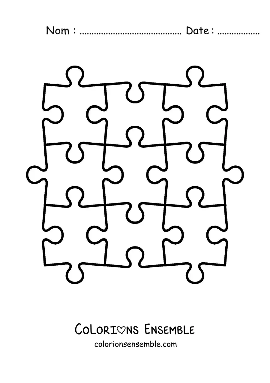 Image à colorier de pièces de puzzle à découper