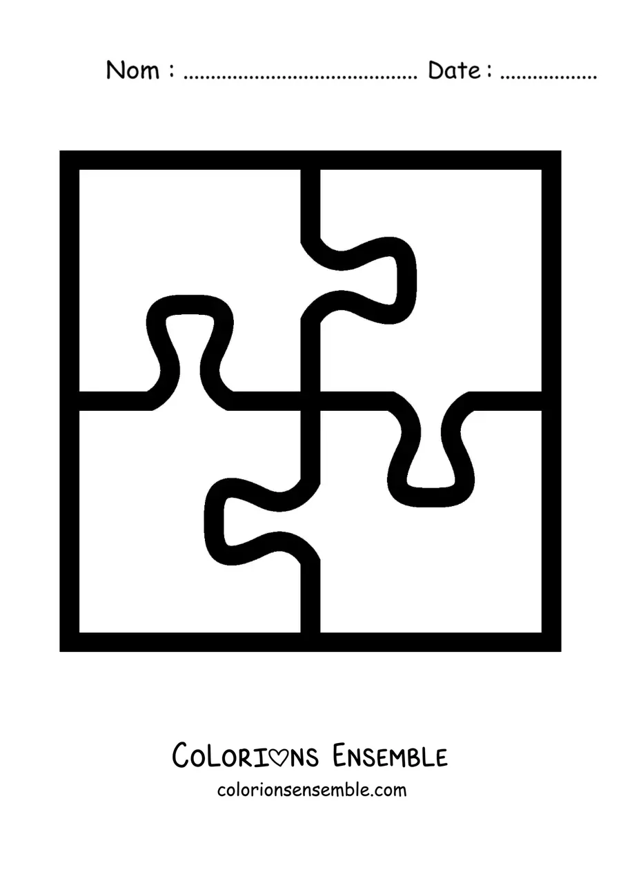 Image à colorier de grandes pièces de puzzle