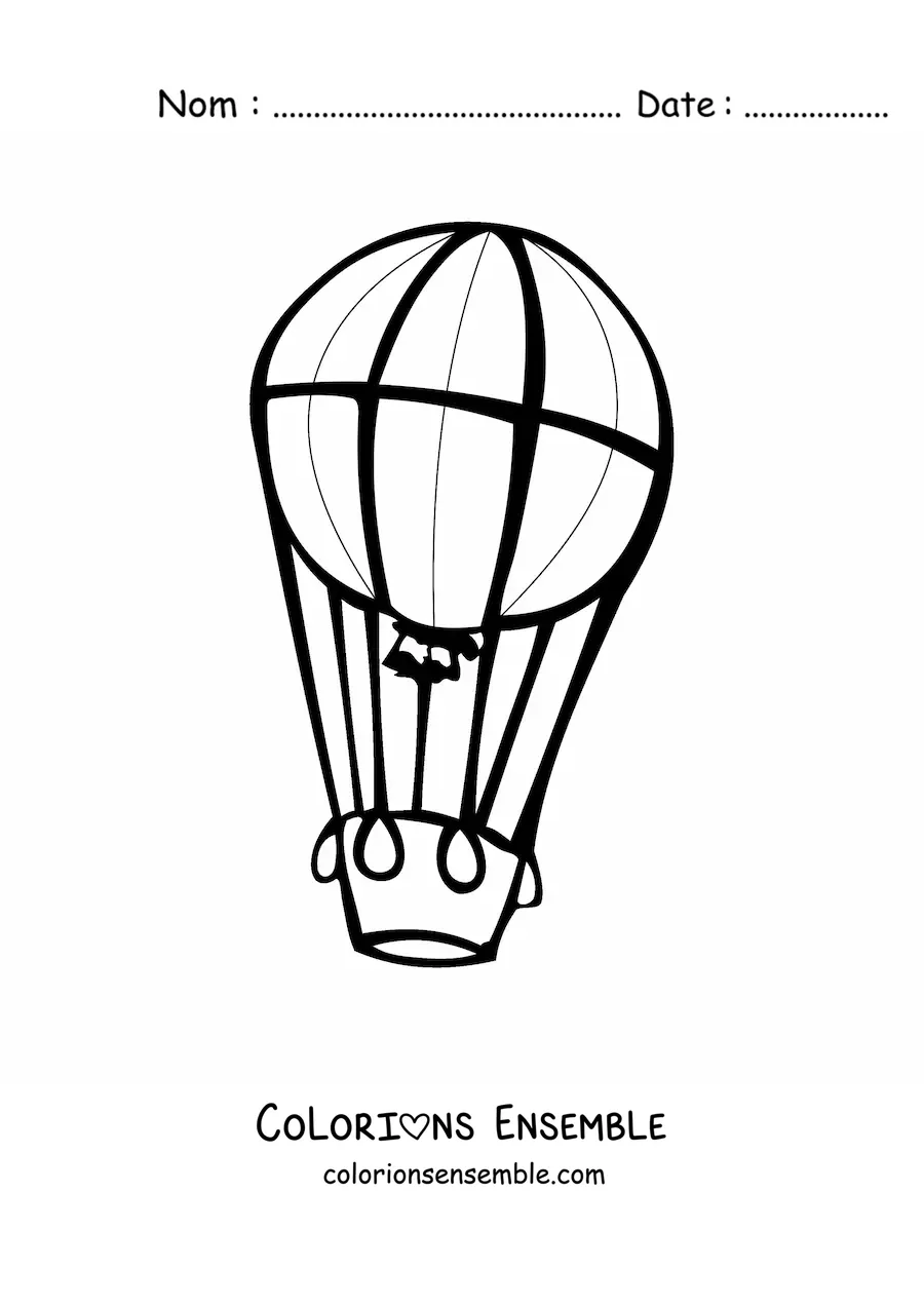 Image à colorier d’une montgolfière en vol