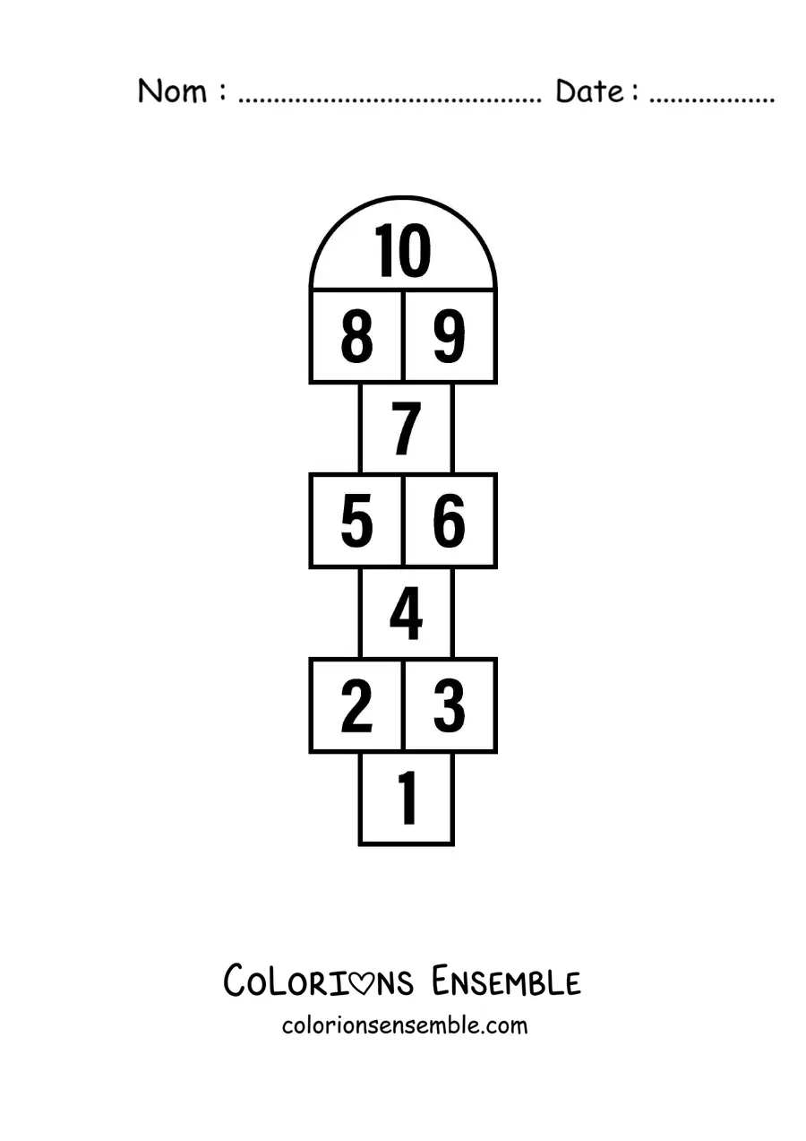 Image à colorier d’un jeu de la marelle