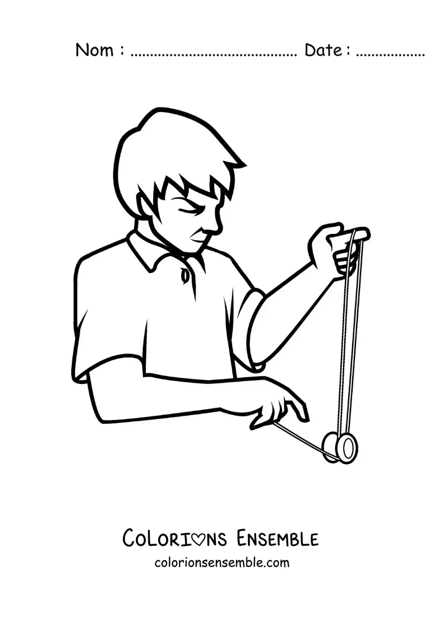 Image à colorier d’un garçon qui joue avec un yoyo