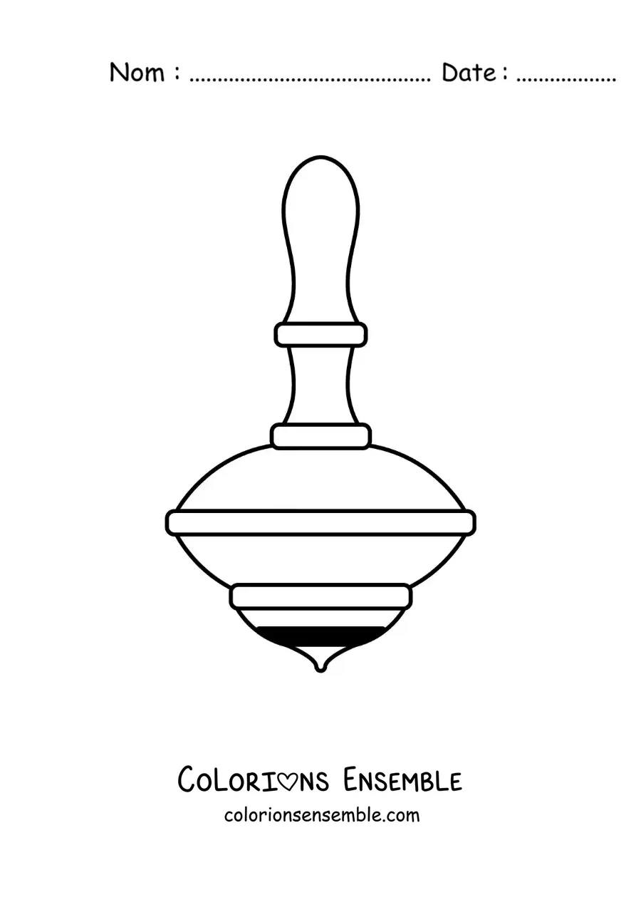 Image à colorier d’une toupie en bois