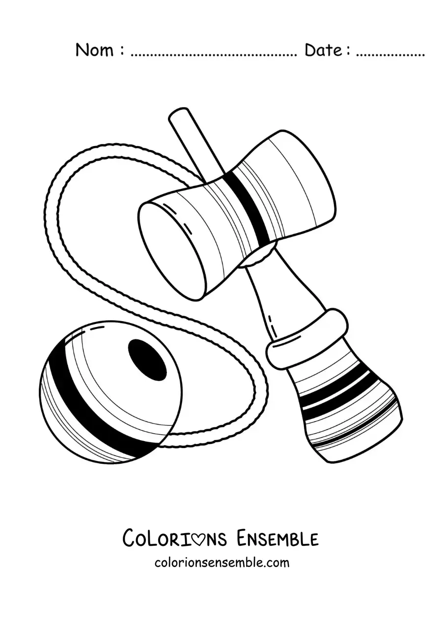 Image à colorier d’un kendama japonais