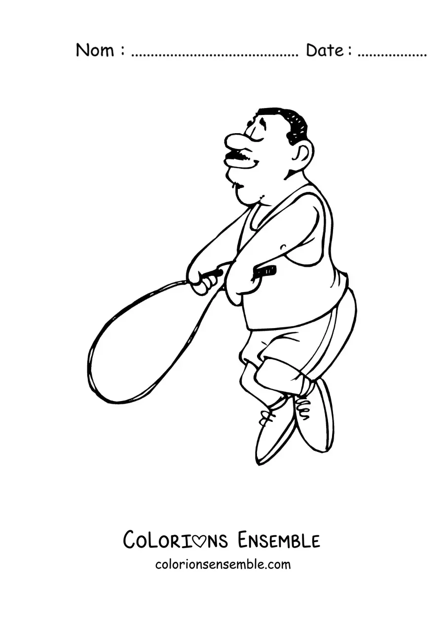 Image à colorier d’un dessin d’homme qui saute à la corde