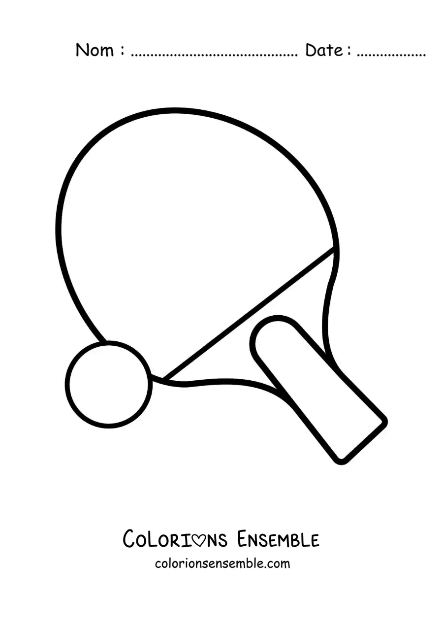 Image à colorier d’une raquette et d’une balle de tennis de table