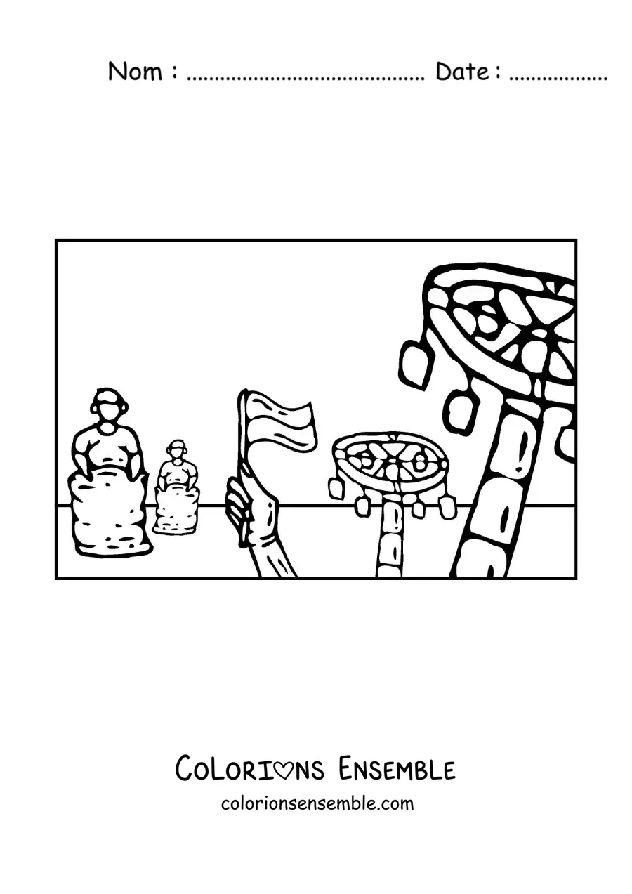 Image à colorier d’une course en sac