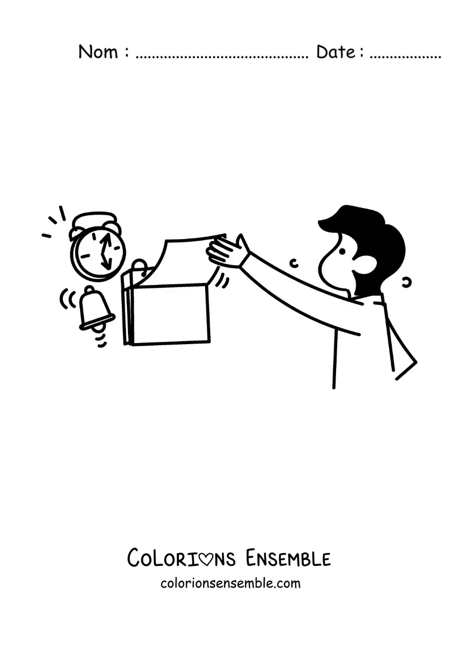 Image à colorier d’un homme regardant le calendrier