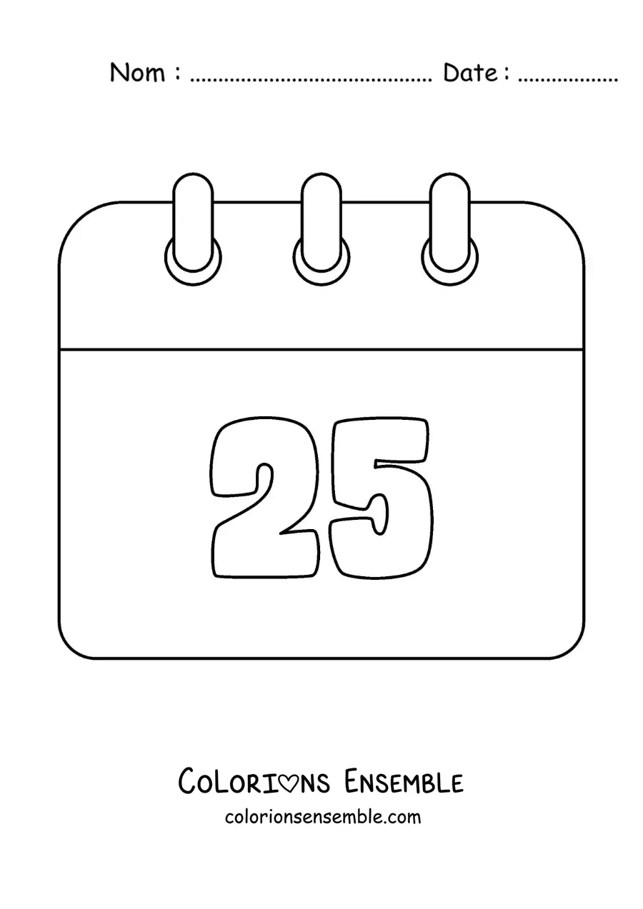 Image à colorier d’un émoji de calendrier