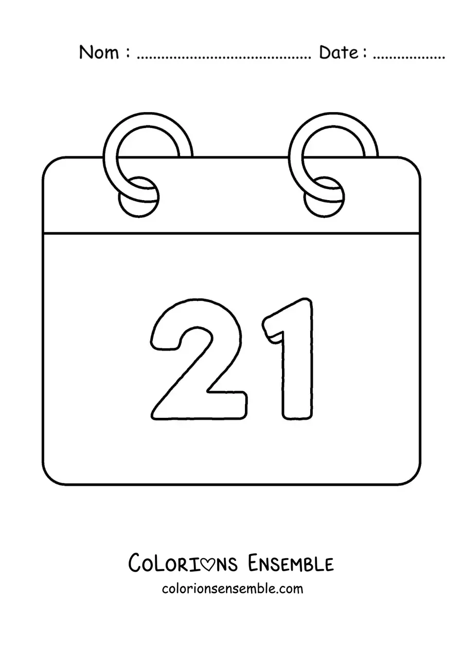 Image à colorier d’une émoticône de calendrier