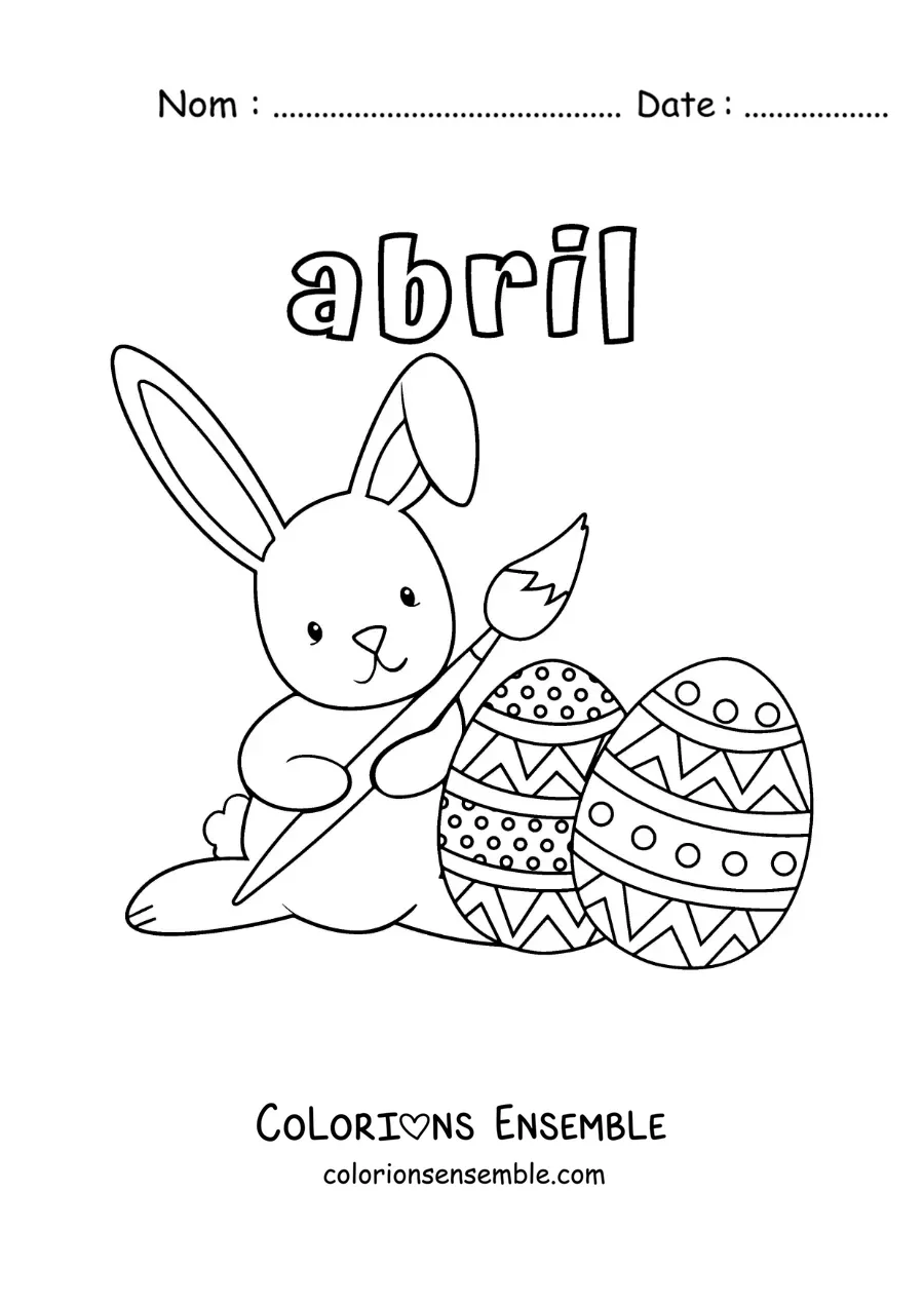 Coloriage d’avril avec le lapin de Pâques rigolo