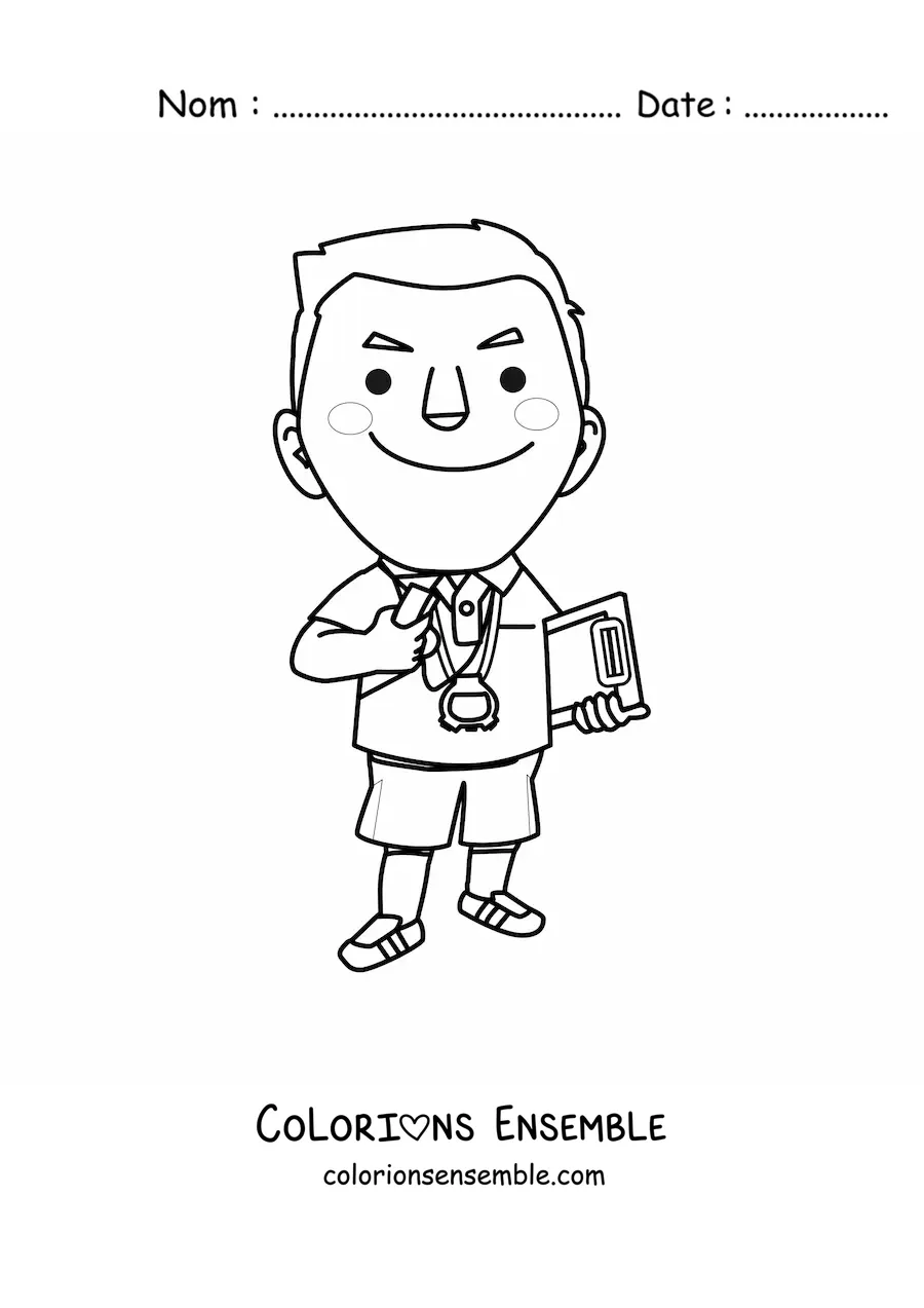 Image à colorier d’un professeur d’éducation physique
