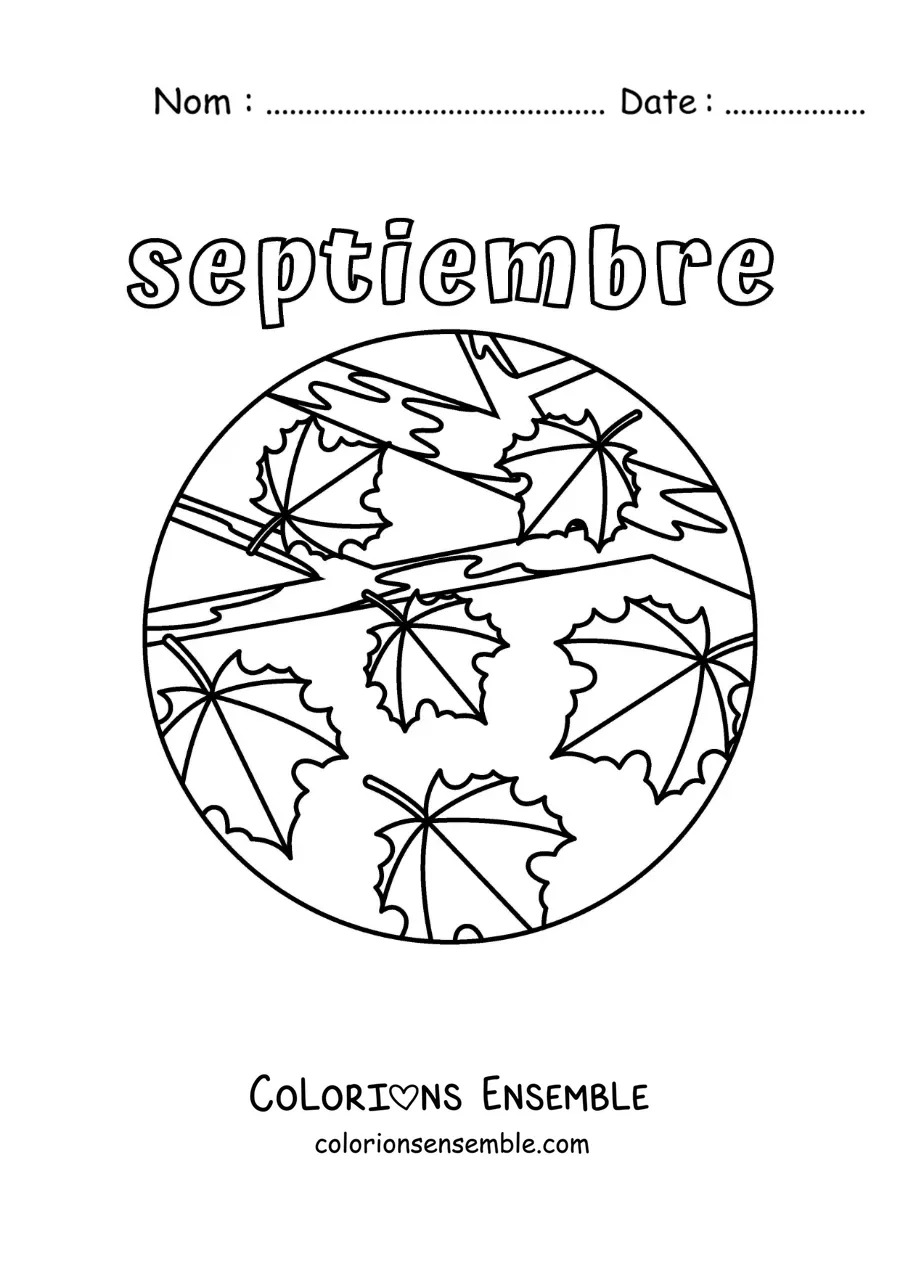 Coloriage de septembre avec des feuilles d’automne