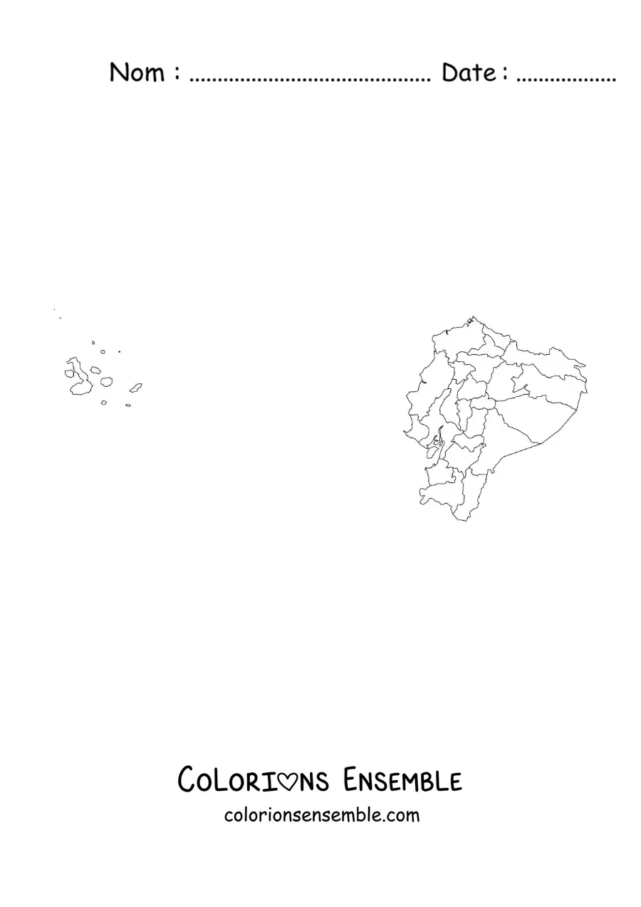 Image à colorier d'une carte politique de l'Équateur