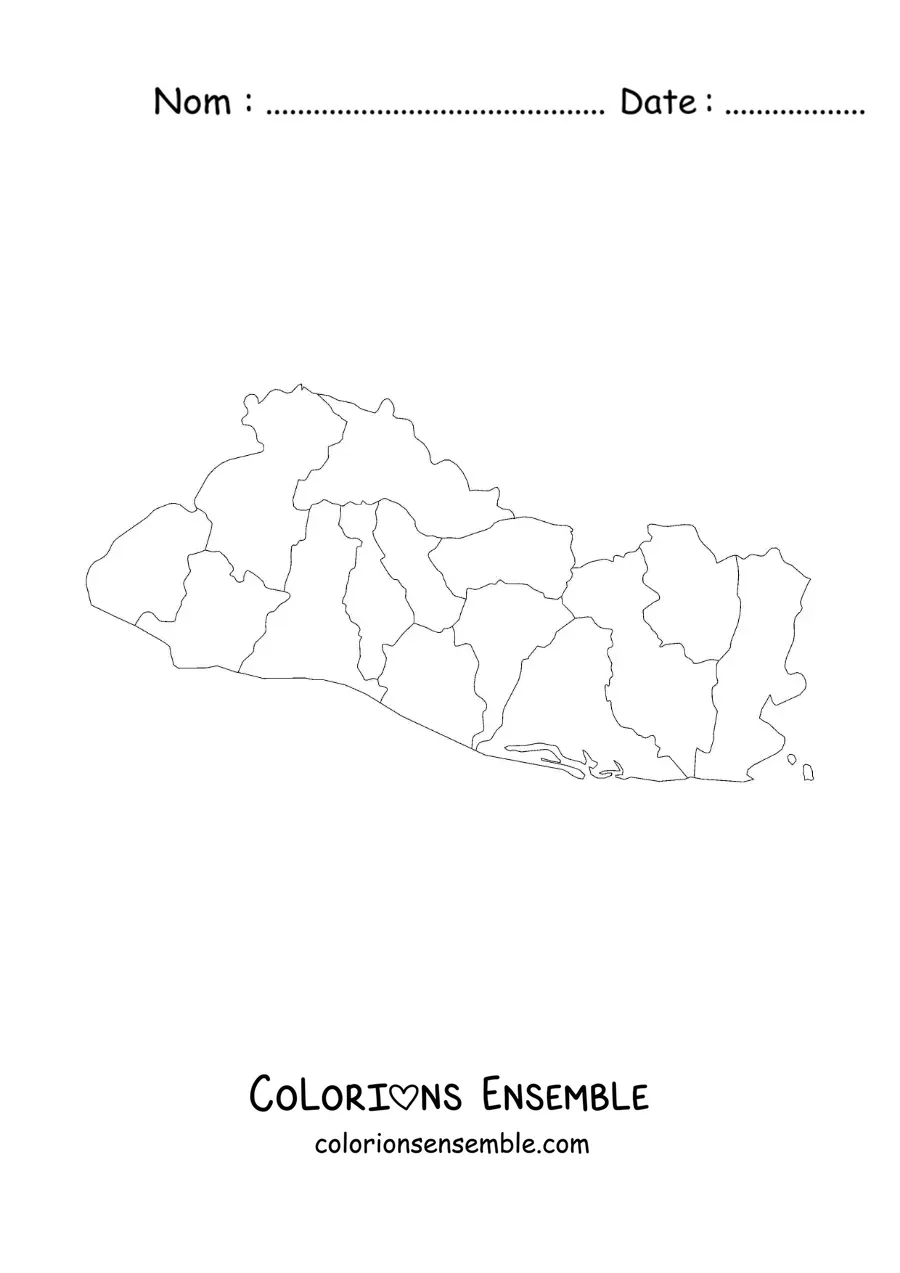 Image à colorier d'une carte politique du Salvador