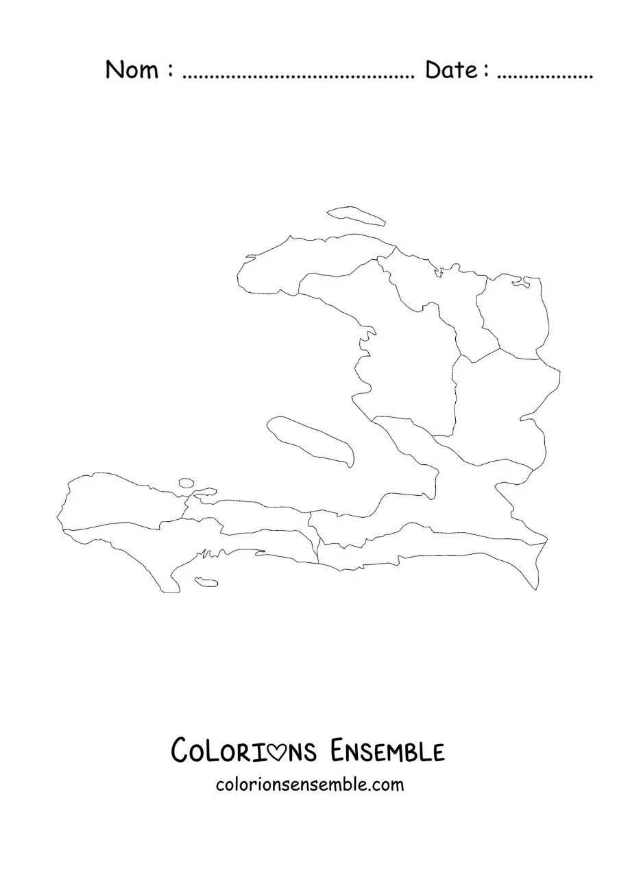 Image à colorier d'une carte politique d'Haïti