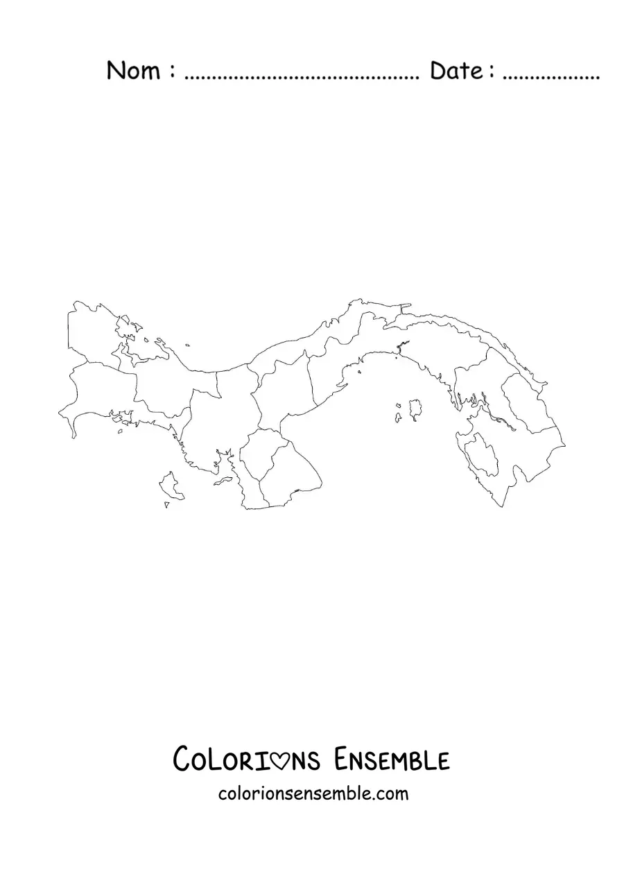 Image à colorier d'une carte politique du Panama