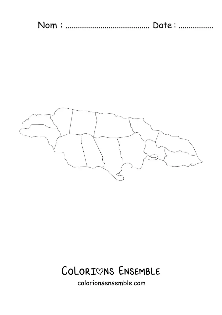 Image à colorier d'une carte politique de la Jamaïque