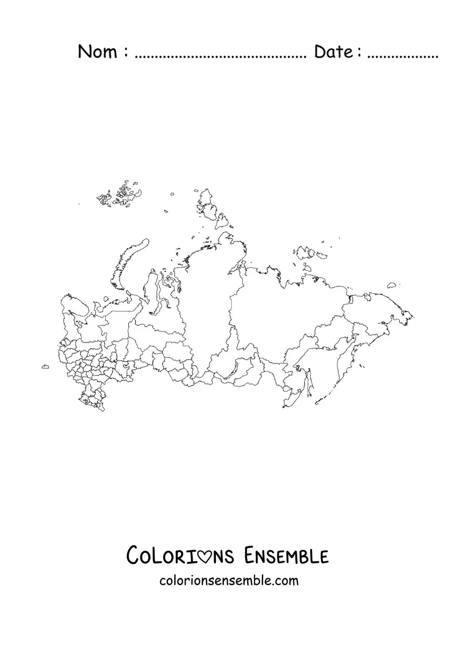 Image à colorier d'une carte politique de la Russie