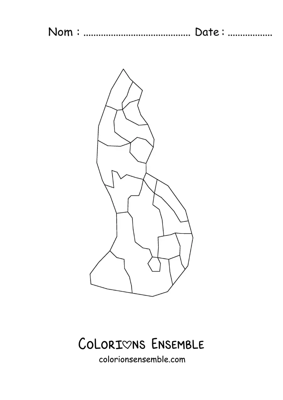 Image à colorier d'une carte politique du Liechtenstein